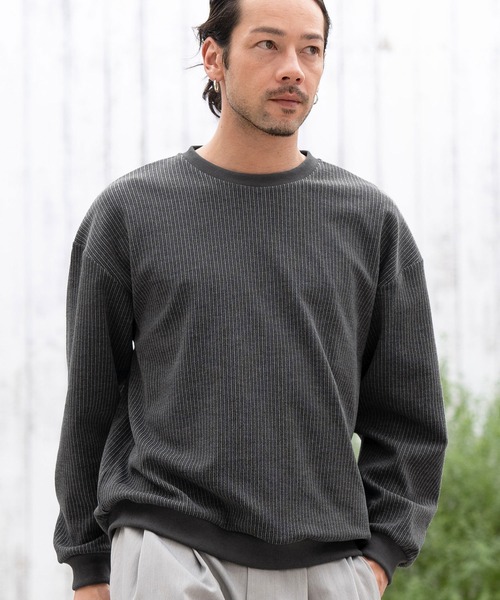 CAMBIO（カンビオ） tシャツ mlt4637- ストライプ柄ジャガードプル