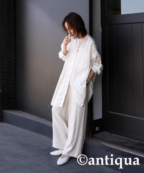 antiqua ブラウス シャツ インド綿シャツ レディース : ZOZOTOWN