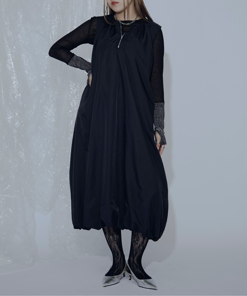 ワンピース フロントジップバルーンワンピース レディース : 85946622  