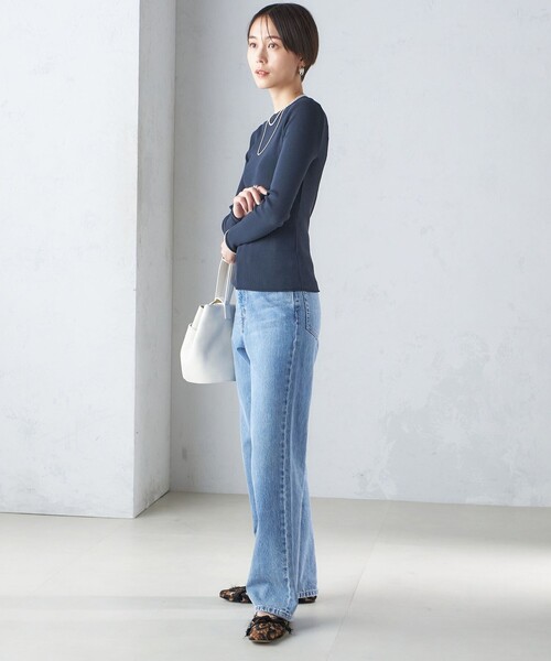 SHIPS ニット セーター 「手洗い可能」レーヨン ポリ リブ クルー