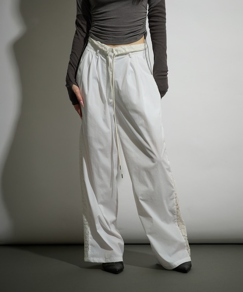 パンツ LATTO DOUBLE BELT PANTS AWL Ellno de Mavie パンツ lace double waist pants / レース