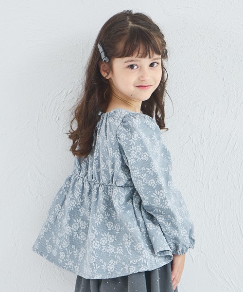 import❁︎小花柄 バックボタン＆バックリボンブラウス バックリボンAライン フラワー柄ブラウス [C7563] - レディース