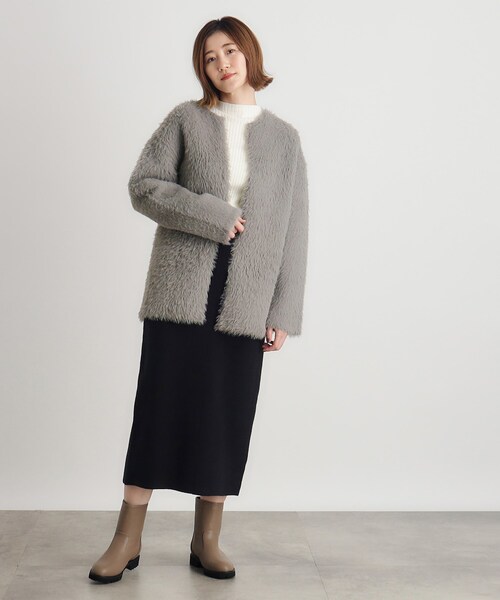 grove ジャケット ノーカラージャケット フェザーダブルフェイス