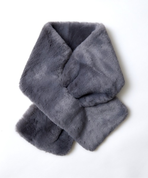 【2秒で着用可能！】 新品 エコファークロスマフラー　ブラウン GALLARDAGALANTE｜【2秒で着用可能!】エコファークロスマフラー