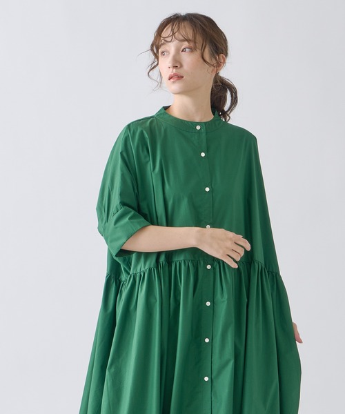 【極美品】KELEN レイヤード デザイン ワンピース グリーン 裏起毛 Kelen ワンピース 「KELEN / ケレン」 ワイドデザインワンピース