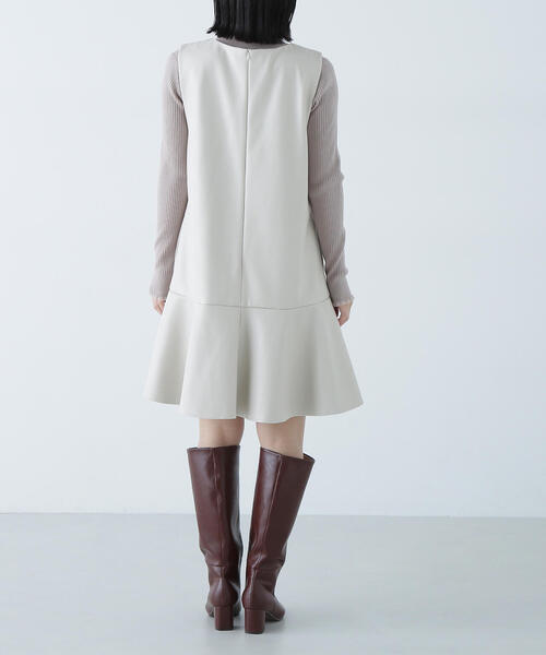 NATURAL BEAUTY BASIC ワンピース ジャンパースカート フェイクレザー 