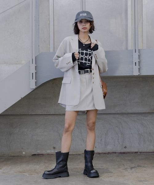 PAGEBOY パンツ ストライプMIXショートパンツ レディース
