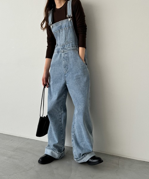 「CANAL JEAN」 オーバーオール ONE SIZE ライトインディゴブルー レディース