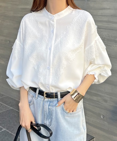 anuans（アニュアンス）の「2wayスリーブレースドッキングブラウス