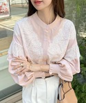 ブラウス シャツ 「4色展開」レースドッキング...の詳細画像4