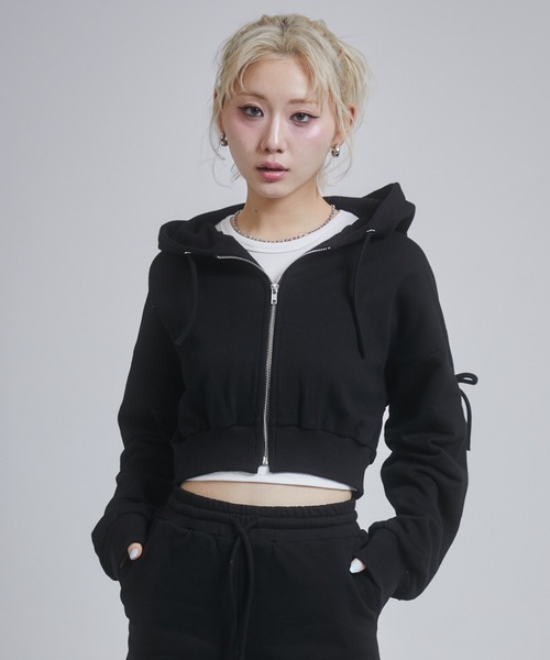 ENVYM パーカー ENVYM パーカー レースアップショートパーカー レディース