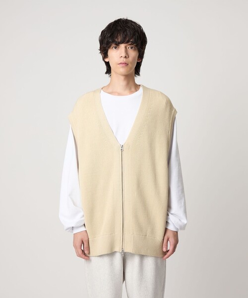 CITEN（シテン） ベスト ジレ 「CITEN」リブニットZIPベスト メンズ