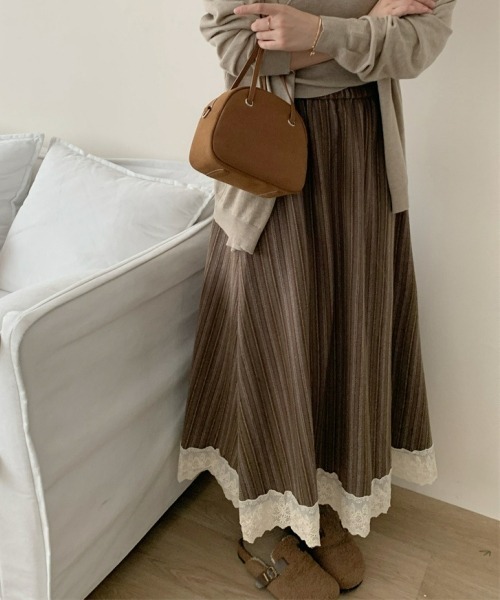スカート Twinkle gossip!ロサンゼルス スカート ヴィンテージ風 レースフリルロング