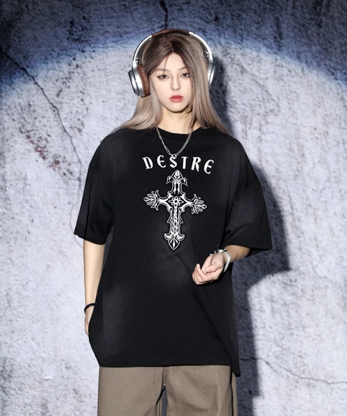 エリザベッタ フランキ Tシャツ コットン ラインストーン ロゴ EFFECTION tシャツ // spray painting cross logo embroidery