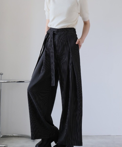ULYSSES スラックス パンツ ピンストライプワイドスラックスパンツ