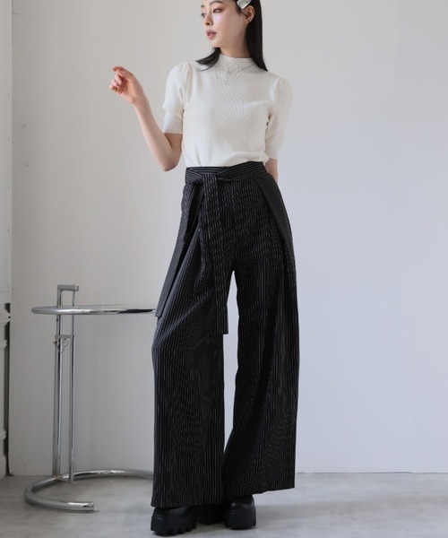 ULYSSES スラックス パンツ ピンストライプワイドスラックスパンツ