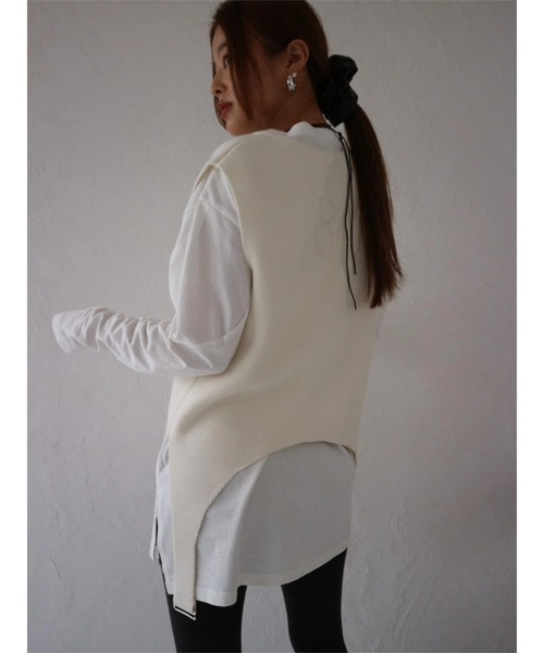 ベスト ジレ knitted vest レディース TRUNC 88 ベスト ジレ Garter Straps Knit Vest レディース