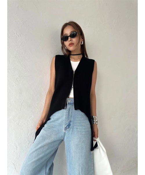 TRUNC 88 ベスト ジレ Garter Straps Knit Vest レディース