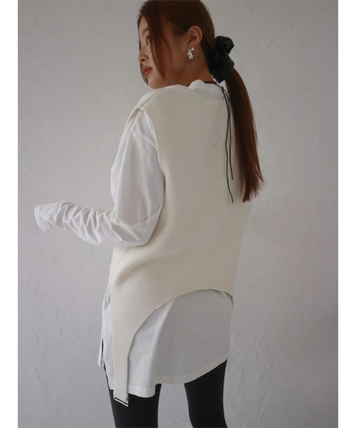 ベスト ジレ KNIT RIBON VEST レディース TRUNC 88 ベスト ジレ Garter Straps Knit Vest レディース