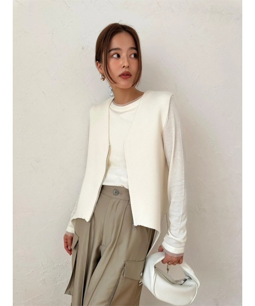 ベスト ジレ Fur Like Knit Vest ＆ Mittens Set レディース TRUNC 88 ベスト ジレ Garter Straps Knit Vest レディース