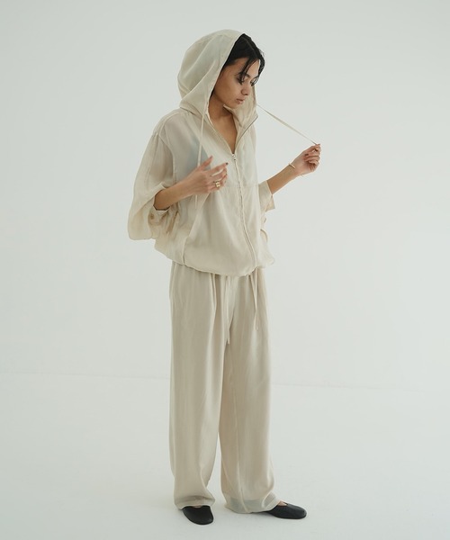 CLANE（クラネ） パーカー uvカット SHEER AIRY ZIP HOODIE レディース
