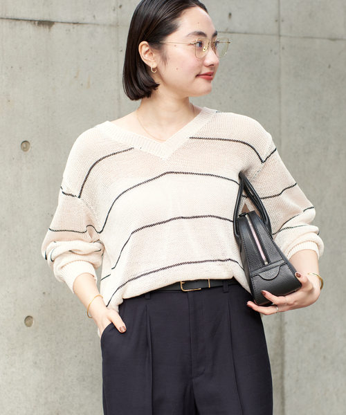Plage LINEN MIX Vネック ニット plage ニット セーター LINEN MIX Vネック レディース