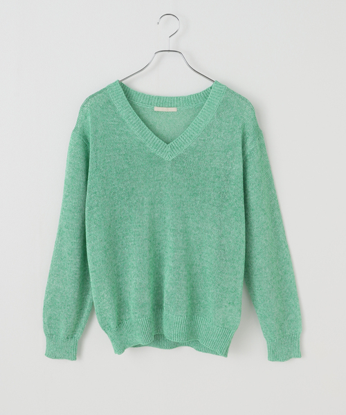 ニット セーター LINEN MIX Vネック ニット レディース
