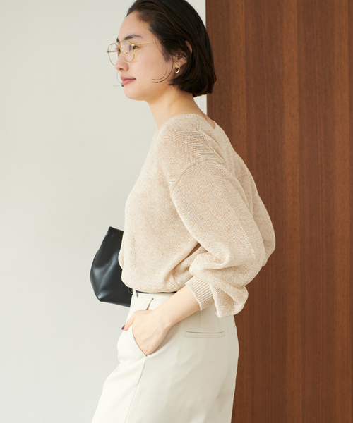 plage ニット セーター LINEN MIX Vネック レディース