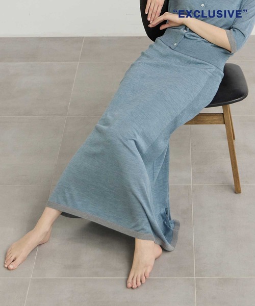【新品未使用】CINOH/チノ ニットフレアスカート セール】BONDING ASYMMETRY FLARE SKIRT（スカート）｜CINOH