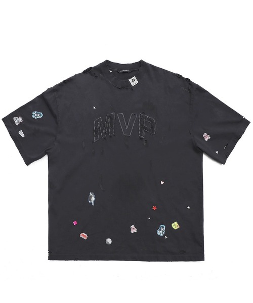 MASONPRINCE tシャツ オーバーサイズ ステッカーデザイン ダメージ加工 