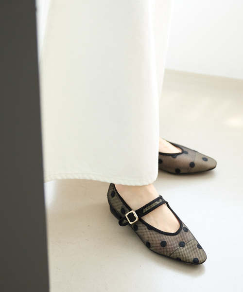 UNITED ARROWS シューズ メッシュ フラワー メリージェーン