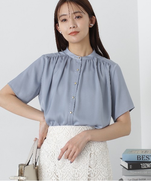 「N.（N. Natural Beauty Basic）」 半袖ブラウス MEDIUM ブルー レディース