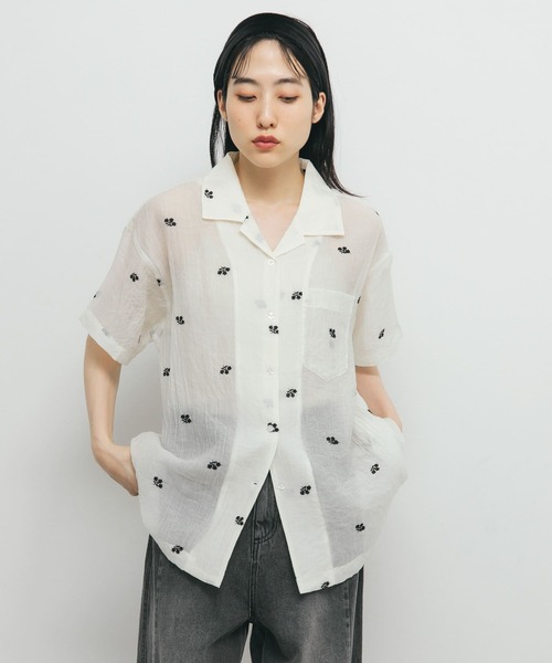 美品ジャーナルスタンダード リネンエンブロイダリーブラウス