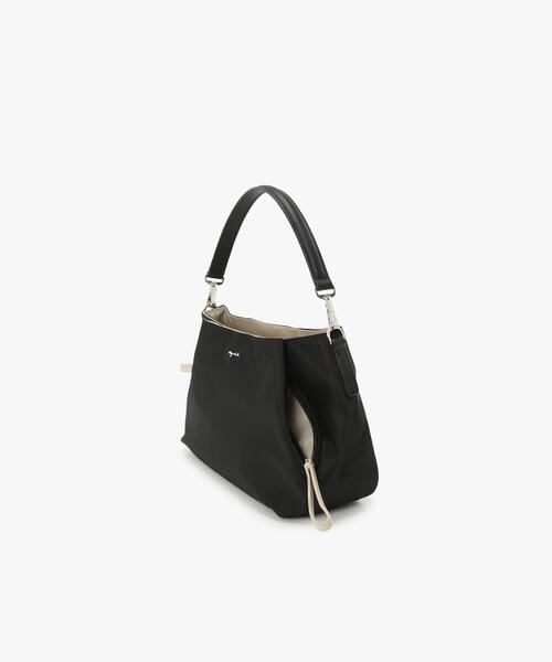 【新品タグ付き✨巾着/2way】アニエスベー　ショルダーバッグ　ナイロン　黒 キッズ ロゴ 2way 通園バッグ（ショルダーバッグ）｜agnes b