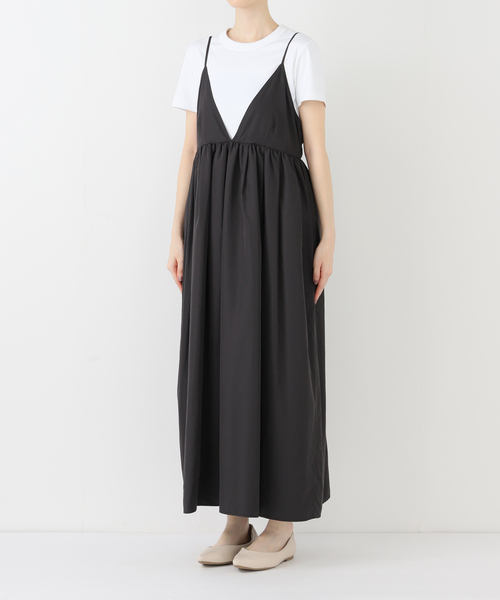 美品 スローブイエナ タフタギャザーキャミワンピース SLOBE IENA（スローブイエナ）の「タフタ ギャザーキャミ