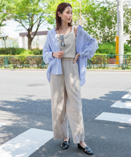 「GLOBAL WORK」 長袖シャツ L オレンジ レディース