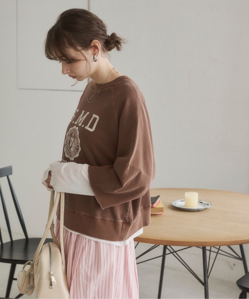 ANGIE トレーナー スウェット カレッジロゴ カットオフ スウェット