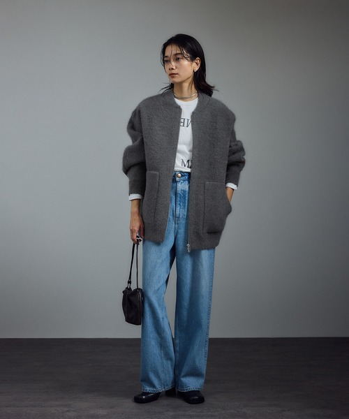 アダムエロぺ　カシミヤ混　オーバーサイズ　フーデッドコート　ゆったり　ブラック アダムエロぺ カシミヤ混 オーバーサイズ フーデッドコート ゆったり