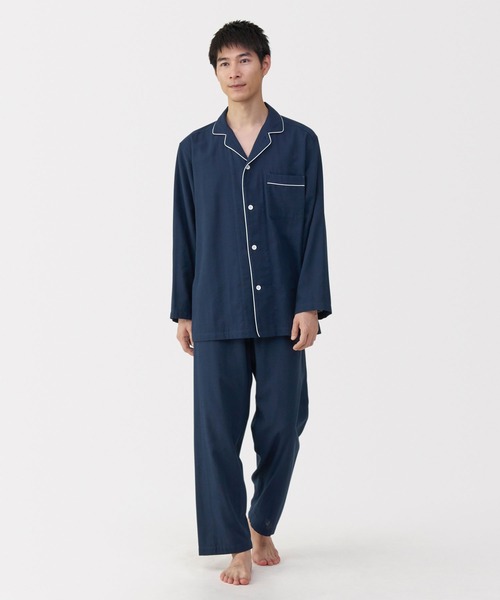無印良品（MUJI） パジャマ 紳士 脇に縫い目のない 二重ガーゼ長袖