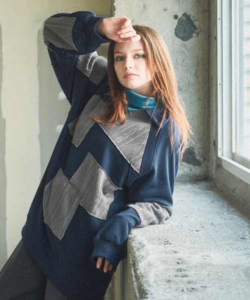 パッチワークファートレーナー Casper John（キャスパージョン） トレーナー スウェット Patchwork