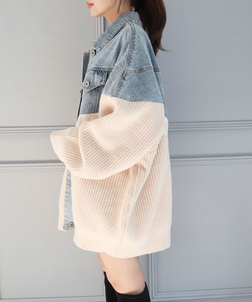 CECIL McBEE（セシルマクビー） コート アウター ニットxデニムBIG