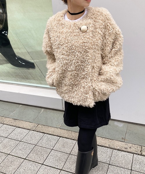 I-SOOK（アイスー） ノーカラーコート コート ウッドビーズノーカラー