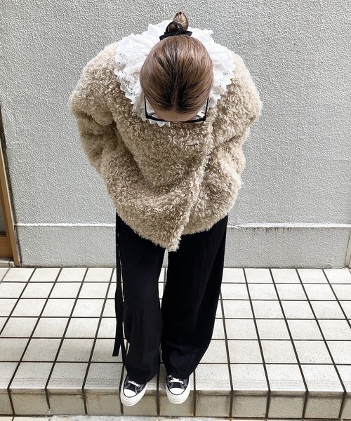 I-SOOK（アイスー） ノーカラーコート コート ウッドビーズノーカラー