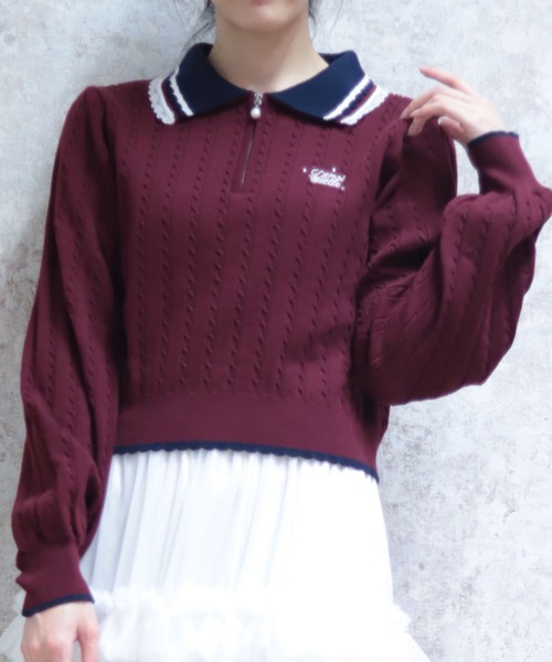 axes femme（アクシーズ ファム） ニット セーター レース×バイカラー