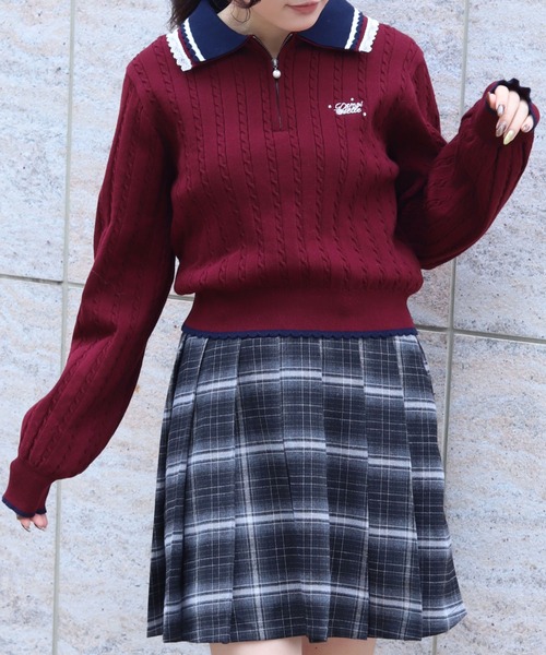 axes femme（アクシーズ ファム） ニット セーター レース×バイカラー