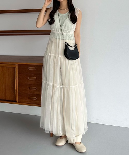 「callautia」 ノースリーブワンピース MEDIUM アイボリー レディース_画像7