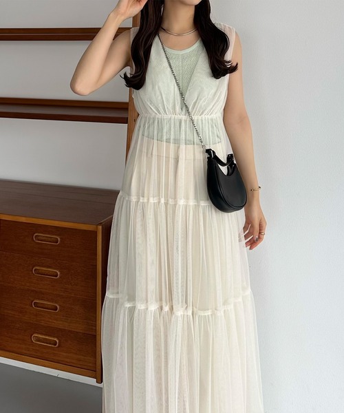 「callautia」 ノースリーブワンピース MEDIUM アイボリー レディース_画像8