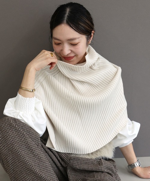 Aletta vita ネックウォーマー スヌード アンチピリングリブ編みケープ