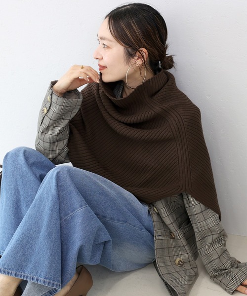 Aletta vita ネックウォーマー スヌード アンチピリングリブ編みケープ