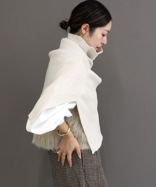 Aletta vita ネックウォーマー スヌード アンチピリングリブ編みケープ